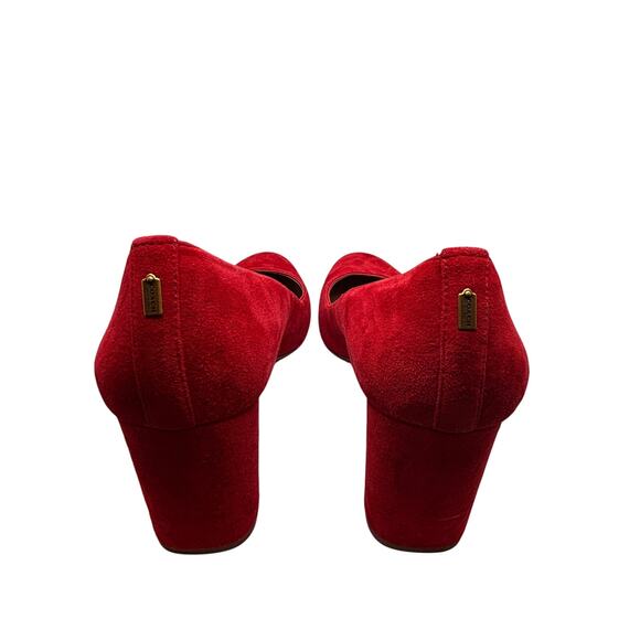 Coach Ophelia Women's Red Suede Block Heels Size 10 - Picture 4 of 5